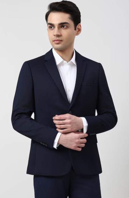 Screenshot 2026-07-23 140030 Men Navy Textured Formal Blazer