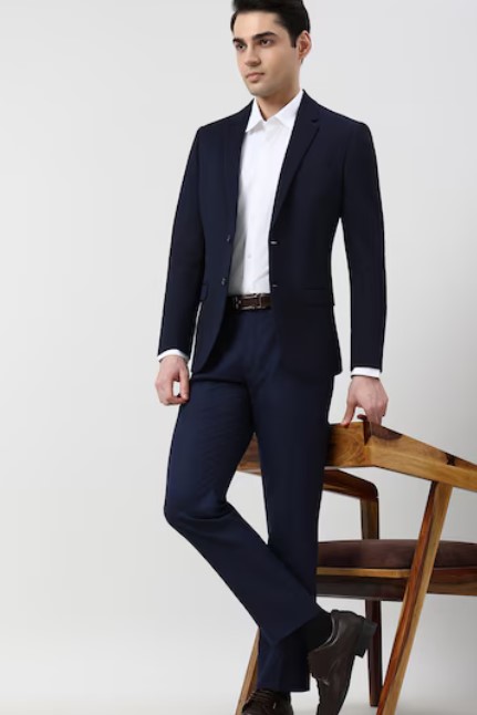 Screenshot 2026-07-23 140038 Men Navy Textured Formal Blazer - Image 5