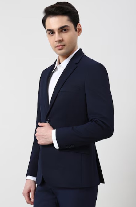 Screenshot 2026-07-23 140055 Men Navy Textured Formal Blazer - Image 3